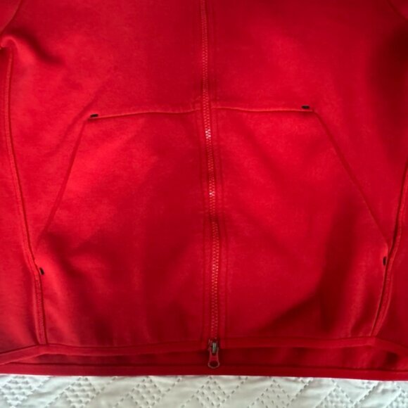 Nike Tech Fleece Men Large University Red White Zippered Hoodie Hooded Jacket - Picture 11 of 13